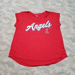 LA Angels Top Womens Large Red Genuine Merchandise Short Sleeve MLB Baseball